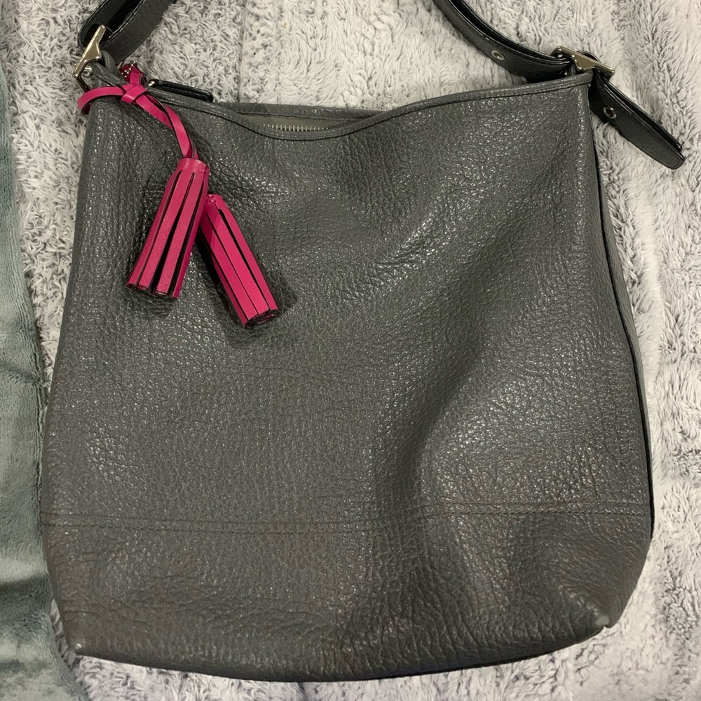 Large grey coach pebble leather bag